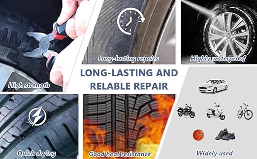 Professional Tire Repair Glue,Tire Glue sidewall,Tire Repair Rubber Nail kit,Tire Plug Glue Rubber Cement,Patch Repair kit,Tire sidewall Repair Suitable for car, Motorcycle, Jeep, Tractor (3-Box Set)