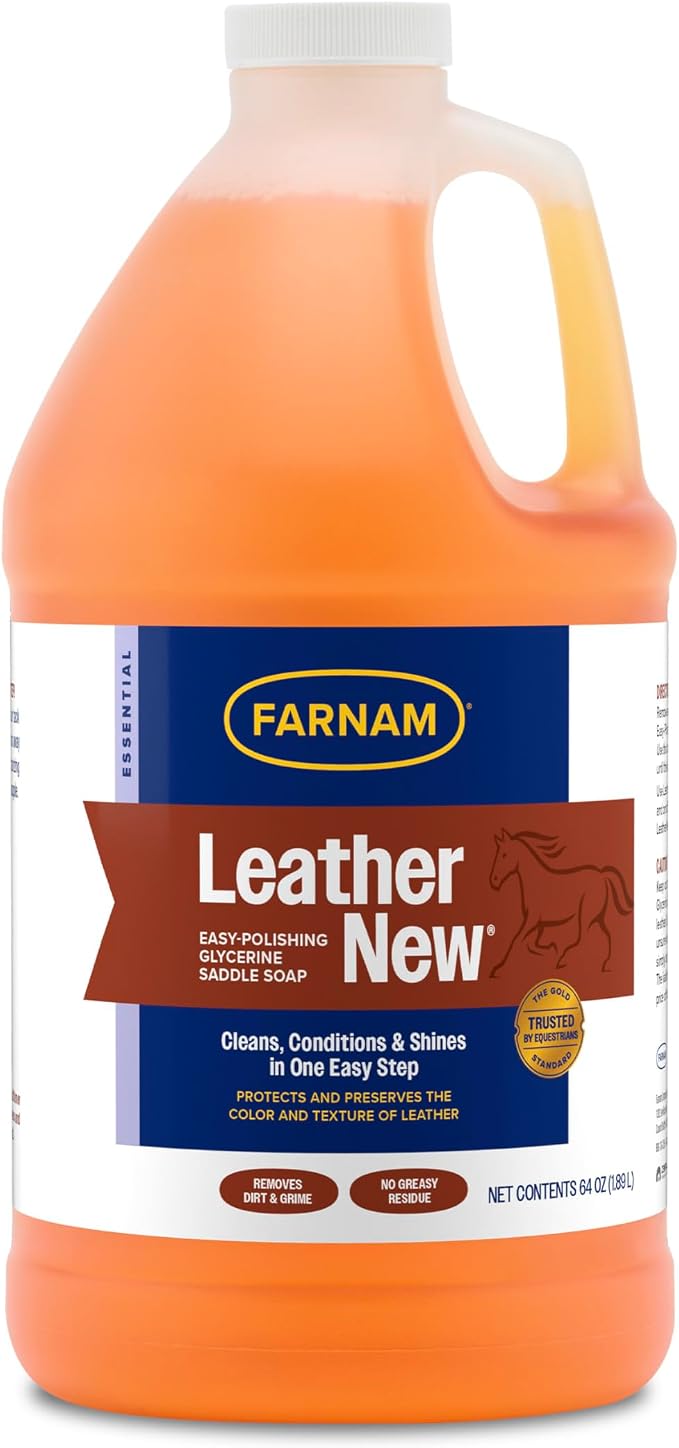 Farnam Leather New Easy-Polishing Glycerine Saddle Soap and Leather Saddle Cleaner, Protects and Preserves Leather, Cleans, Conditions and Polishes, 64 Oz.
