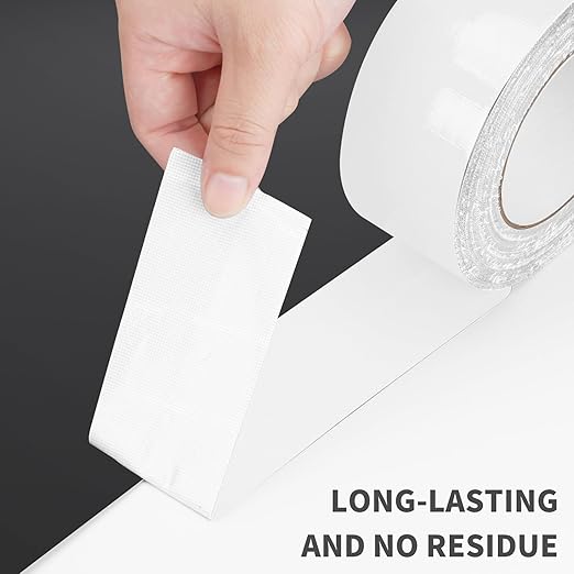 White Duct Tape Heavy Duty Waterproof, 40 Yards X 2 Inch, 9 Mils Thickness Strong Adhesive Sticky, No Residue, Easy Tear by Hand for Home Repairs Indoor Outdoor Crafts Packing HVAC and Construction