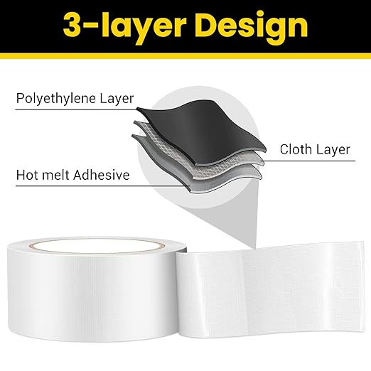 Professional Heavy-Duty Duct Tape 2 Inches x 30 Yards, Waterproof Cloth Gaffer Tape for Indoor/Outdoor Use, Repairs, Bundling, Sealing & DIY, 1 Roll - White