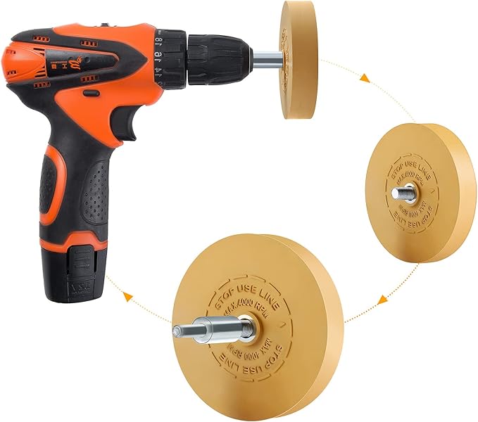6 Pack Decal Remover Eraser Wheel Rubber Eraser Wheel for Drill Removes Car Stripes Vinyl Tapes and Graphics Rubber Eraser Wheel Tool Kit for Cars, RV, Motorcycles Sticker Remover Tool