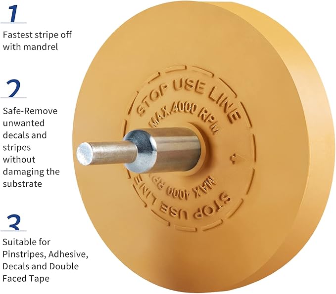 Decal Remover Eraser Wheel Rubber Eraser Wheel Adhesive Remover Wheel for Cars Sticker Remover Tool Removes Pinstripe Stripe Vinyl Tape and Graphic