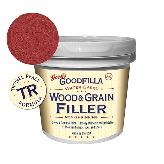 Water-Based Wood & Grain Filler (Trowel Ready) - Cherry/Alder - 1 Gallon By Goodfilla | Replace Every Filler & Putty | Repairs, Finishes & Patches | Paintable, Stainable, Sandable & Quick Drying