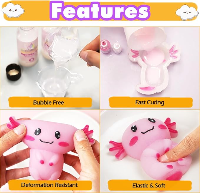 Taba Squishy Maker Big Axolotl Silicone Mold Gel Kits Pack