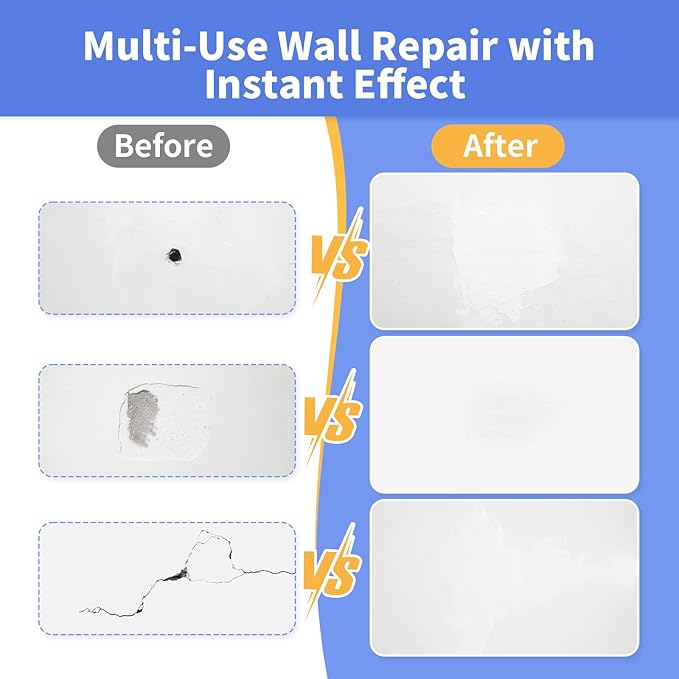Drywall Repair Kit (18 oz) - Spackle Wall Repair Paste with Scraper & Self-Adhesive Mesh - Quick Dry, Waterproof Wall Mending Agent for Holes, Cracks, Nail Holes, Dents, Graffiti (White)