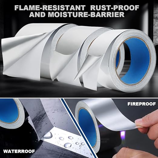 Aluminum Foil Duct Tape Heavy Duty 3.9 Mil, 3 Inch X 22 YD, Insulation Heat Resistant High Temperature Sealing and Patching for HVAC, Dryer Vent Hose, Air Vents, Exhaust Pipe, Metal Repair