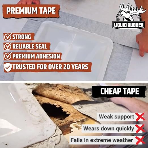 Liquid Rubber Peel and Stick Seam Tape - Fix Leaks, Repair and Restore Roof Joints and Tears, Bonds to EPDM, Metal, Tiles, Shingles, Wood, and Fiberglass Easy to Use, 2 Inch x 50 Foot Roll