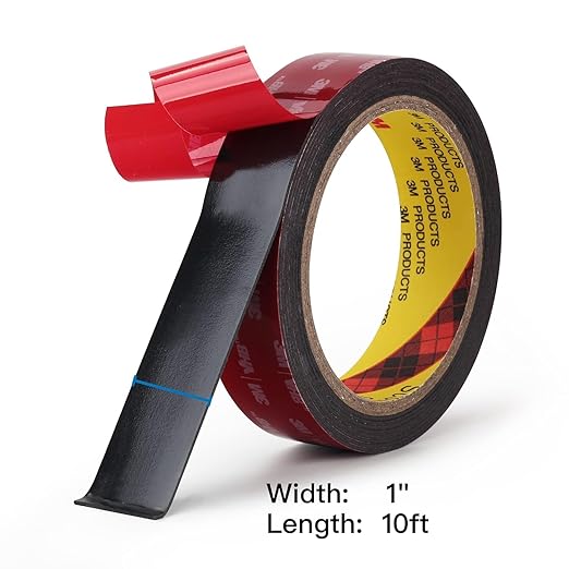 3M Double Sided Mounting Tape 2 Pack 5925 1" Width Black Foam Tape High Bond Waterproof Heavy Duty Strong Adhesive Tape Thick 0.025in Fastener Replace Décor Frame Logos