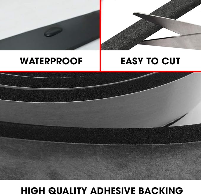 Neoprene Foam Strip Roll By Dualplex,3" Wide x 10' Long 1/8" Thick, Weather Seal High Density Stripping with Adhesive Backing – Weather Strip Roll Insulation Foam Strips
