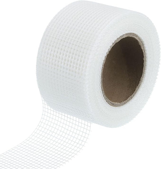 uxcell Drywall Joint Tape, 2" x 66Ft Self-Adhesive Fiberglass Cement Board Mesh Tape, Crack Patch Fabric for Wall Sheetrock Ceiling Crack Repairing Strengthening, White