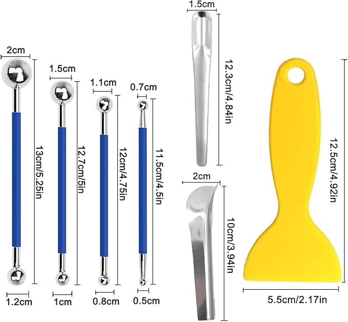 7pcs Caulking Tool Kit, Caulk Finishing Tool, Stainless Steel Inner and Outer Corner Caulking Tools, Putty Knife Scraper, for Kitchen Bathroom Window
