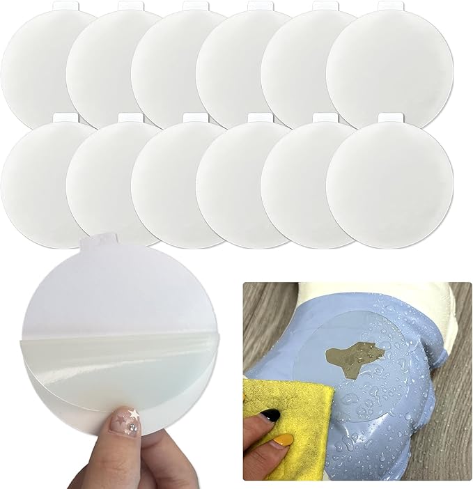 Birllaid 12Pcs Inflatable Patch Repair Kit Waterproof, 3" Pool Repair Patch, Outdoor TPU Repair Patch for Inflatable Pool, Bounce House, Raincoat, Umbrella, Swimming Ring, Large, Clear, Heavy Duty