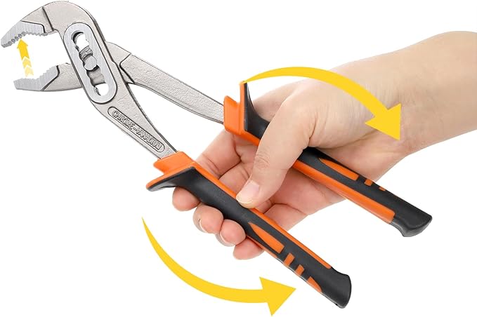 Yarlung 7 Pack Adjustable Water Pump Pliers and Wrench Set, 12/10/8 Inch Adjustable Tongue and Groove Joint Pliers, 12/10/8/6 Inch Wide Jaw Wrench for Plumbing, Gripping, Auto Home Repair