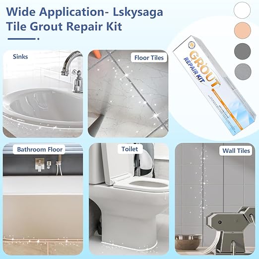 Tile Grout Repair Kit - Grout Filler, Grout Repair Paste with Silicone Trowel Scraper, Fast Drying Grout Repair Kit for Bathroom Shower Kitchen Floor Tile, Waterproof (17.64 oz, Gray)