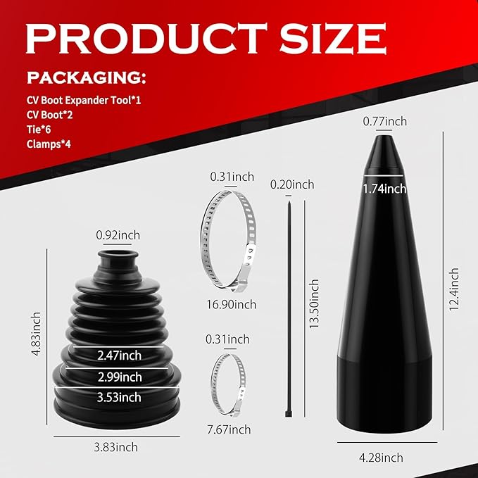 2PCS Car CV Boot Repair Kit Contains CV Boot Expander Tool,Upgraded Car CVs Axle Boots Repair Kit for Dust and Water Resistance,Silicone CVs Joint Boots for 2.47"/2.99"/3.53" Calibers