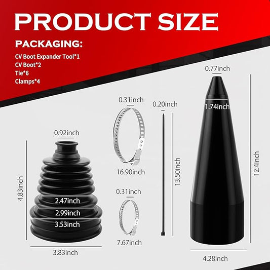 2PCS Car CV Boot Repair Kit Contains CV Boot Expander Tool,Upgraded Car CVs Axle Boots Repair Kit for Dust and Water Resistance,Silicone CVs Joint Boots for 2.47"/2.99"/3.53" Calibers