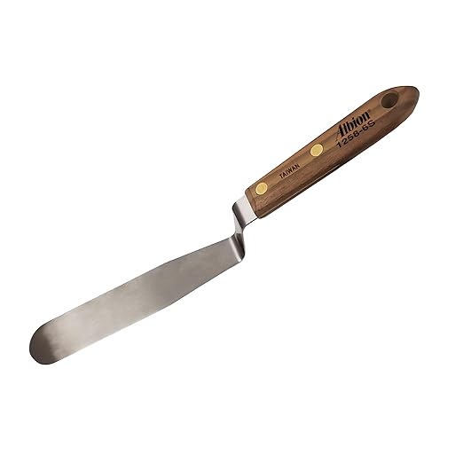 Albion Engineering Classic Offset Caulk Tooling Spatula, Stainless Steel, 1” wide tapered tip x 6” long blade (1258-6S)
