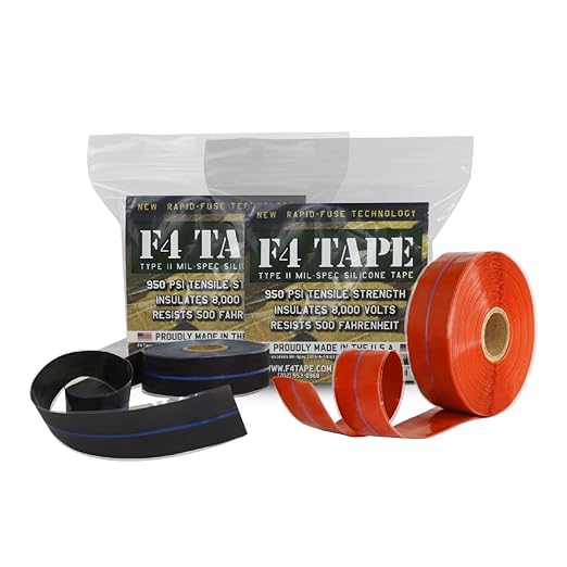 Bond It F4 Emergency Self-Fusing Silicone Tape, Repair Plumbing Pipe & Radiator Hose Leak, Electrical Insulation, Permanent Bonding, Waterproof, 1" x 36' x 20mil, Black + Red, Pack of 2