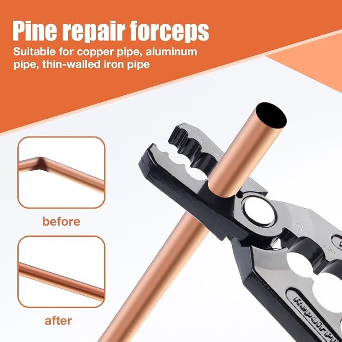 Manual Copper Tube Rounder, Flat Tube Repairer Pliers, Copper Pipe Rounder Plier with 6 Hole, Copper Tubing Repair Tool for Diameter 1/4", 3/8", 1/2", 5/8", 3/4" 7/8" Copper Aluminum Pipe