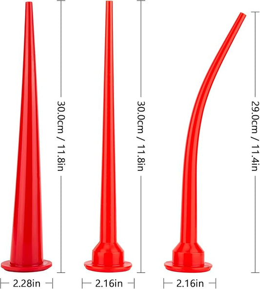 Caulking nozzle of sausage caulking gun, curved caulking nozzle applicator, replacement extension tool used in construction (3 pieces)