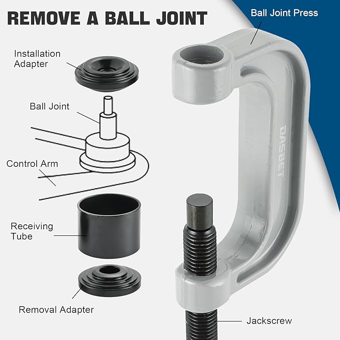 DASBET Ball Joint Removal Tool Kit | Ball Joint Press & U Joint Removal Kit Heavy Duty Ball Joint Press Fits Most 2WD and 4WD Cars Light Trucks 10PCS Ball Joint Service Tool Bushing Press Kit (Blue)