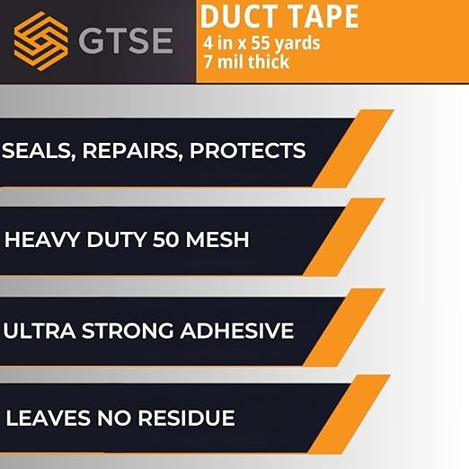 GTSE Wide Duct Tape, Clear, 4 Inches x 55 Yards (164 ft), Heavy Duty, Waterproof Repair Tape for Indoor or Outdoor Use, 24 Rolls
