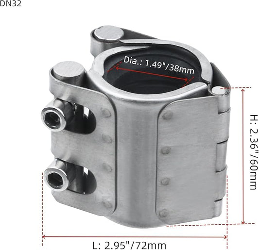 1 Pcs DN32 Pipe Repair Clamp 304 Stainless Steel Leak Sealer for 3/5 Inch Inner Diameter, Pipe Connectors for Plastic and Metal Pipes Use in Pipeline Repair, 3/5 Inch