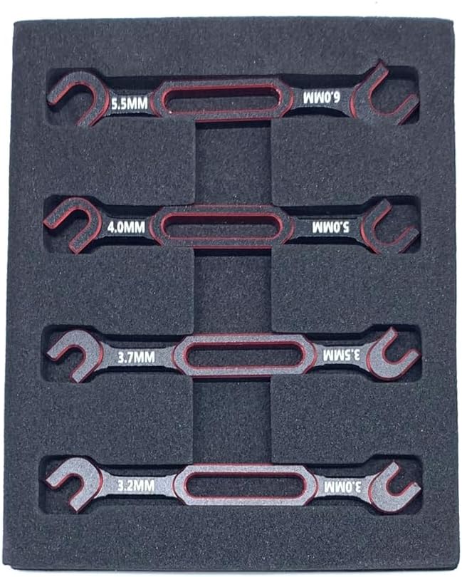 KingVal 4PCS Wrench 3.0/3.2/3.5/3.7/4.0/5.0/5.5/6.0mm Turnbuckle Nut Ball Joint Remover RC Universal Repair Tool Compatible with RC Car Boat RC Drone (Red)