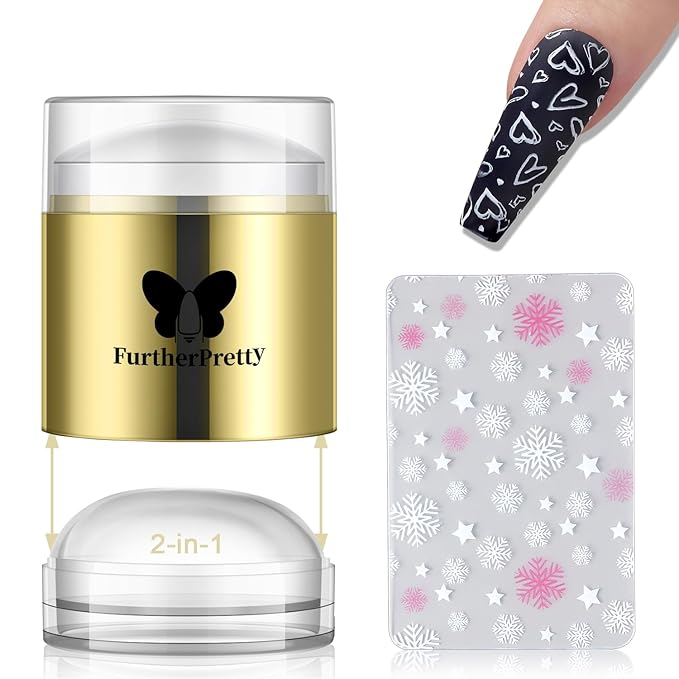 Jelly Silicone Nail Art Stamper, 2-in-1 Detachable Nail Stamping Tool with Scraper for Gel Polish & French Tips, Manicure Salon Supplies, Sello de Silicona para Uñas (2-in-1 Gold)