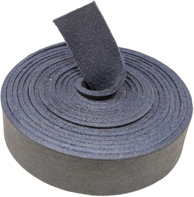 TOFL Genuine Leather Strap | Top Grain Cowhide Strip – Navy Blue | 72" L x 5/8" W x 1/16" Thick | Suede Backing | Leather Craft Supplies | Leatherworking & DIY Repair Projects | 4-5 oz
