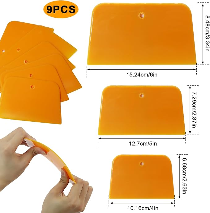 Body Filler Spreaders, Plastic Spreader,4, 5, 6 Inch Reusable Automotive Body Fillers Hard for Applying Fillers, Putties, Glazes, Caulks and Paint (9)