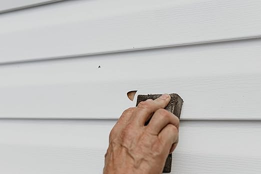 Mendyl Vinyl and Stucco Siding Repair Kit - Cover Any Cracks Holes or Blemishes - White Durable Self-Adhesive Paintable Vinyl Siding Patch Cut to Fit and Cover Any Cracks - 2 Patches (10)