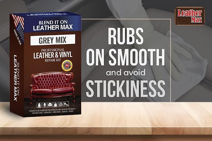 Leather Max Grey Mix Vinyl and Leather Repair Kit - Restorer of Your Furniture, Jacket, Sofa, Boat or Car Seat, Easy Instructions to Match Any Grey Color, Restore Any Material, Bonded, Italian