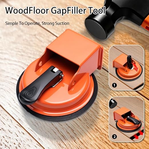 Floor Gap Fixer Tool - Heavy-Duty Vacuum Suction Cup for Closing Gaps in Laminate, Vinyl Plank, Hardwood & Tile Flooring, Burnt Orange