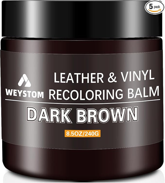 Leather Recoloring Balm - Dark Brown Leather Repair Kit for Furniture, Dye, Recolor, Renew, Repair & Restore Aged, Faded, Cracked, Peeling and Scuffed