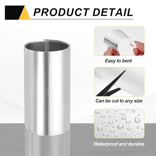uxcell Aluminum Flashing Roll, 6in x 3.3ft Metal Roof Panels 0.1mm Waterproof Aluminum Sheet Roll for House Repair, Roof Flashing, Sealing Windows Doors, DIY Projects