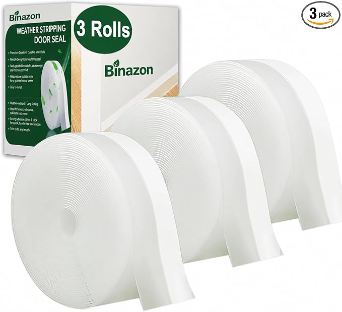 49 Feet Clear Weather Stripping Door Seal, Draft Seal Tape for Doors, Silicone Draft Seal Insulation Tape Strip, Under Door Seal Strip for Window and Door Bottom 3 Rolls Total 49ft (Width 35mm)