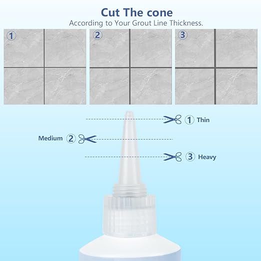 Tile Grout Repair Kit - Grout Filler, Grout Repair Paste with Silicone Trowel Scraper, Fast Drying Grout Repair Kit for Bathroom Shower Kitchen Floor Tile, Waterproof (17.64 oz, Gray)