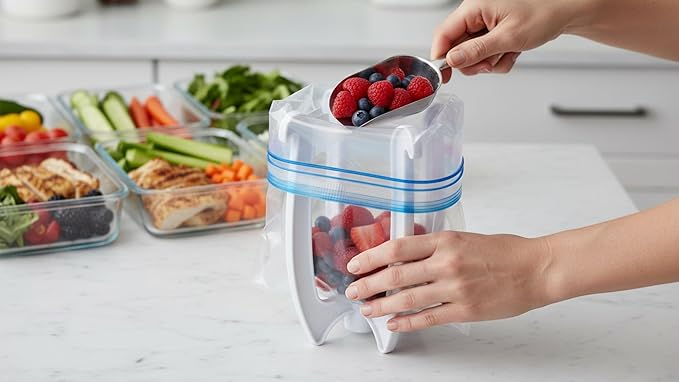 Bag Well Sealable Food Bag Holder for Quart Size Food Storage Bags