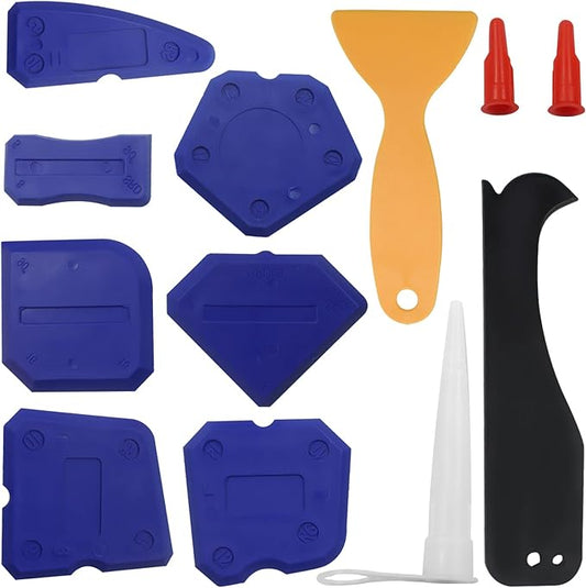 BokWin 12-Pack Silica Gel Caulking Tool Set, Caulk Kit for Grout Finishing, Caulking Tool Set for Bathroom Kitchen Surfaces, Hand Caulk Removal Assistant in Blue