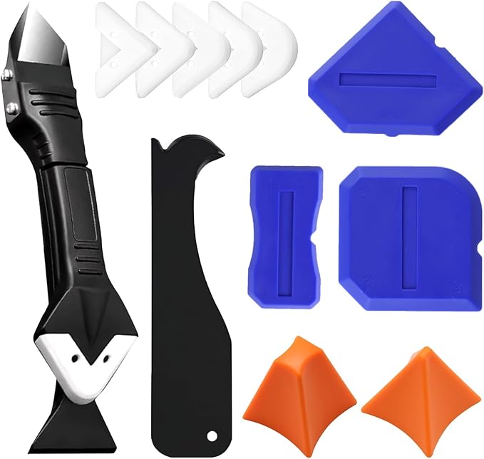 7 Piece Caulking Tool Kit, Silicone Caulking Tools Set with Caulk Finishing Tool, Caulk Smoothing Tool & Grout Tool, All - in - One for Bathroom, Kitchen, Window Sealant & Grout Projects