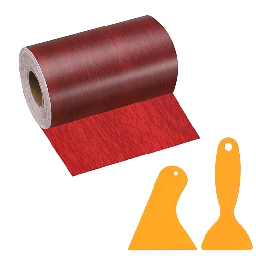 PATIKIL Wood Grain Repair Tape, 4" x 33' Self Adhesive Realistic Wood Tape with Scraper Durable Repair Patch for Furniture Floor Window Door Table DIY Home Decor, Walnut