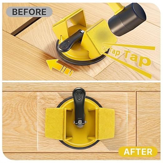 Floor Gap Fixer Tool Heavy Duty 45°Striking Surface Floor Gap Repair Tool Made of Iron & Enhanced Suction Cup with Slot Cutter and 5pcs Sticky Pads for Fixer Laminate/Vinyl Flooring Tools