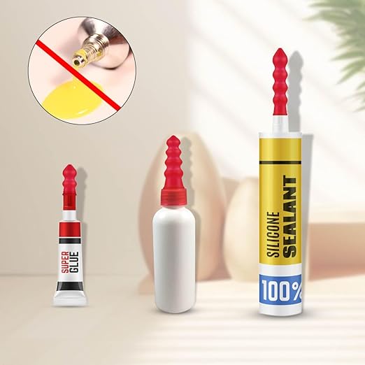20 Pack Caulk Saver Caps - Seal and Preserve Open Caulking Tubes - Red