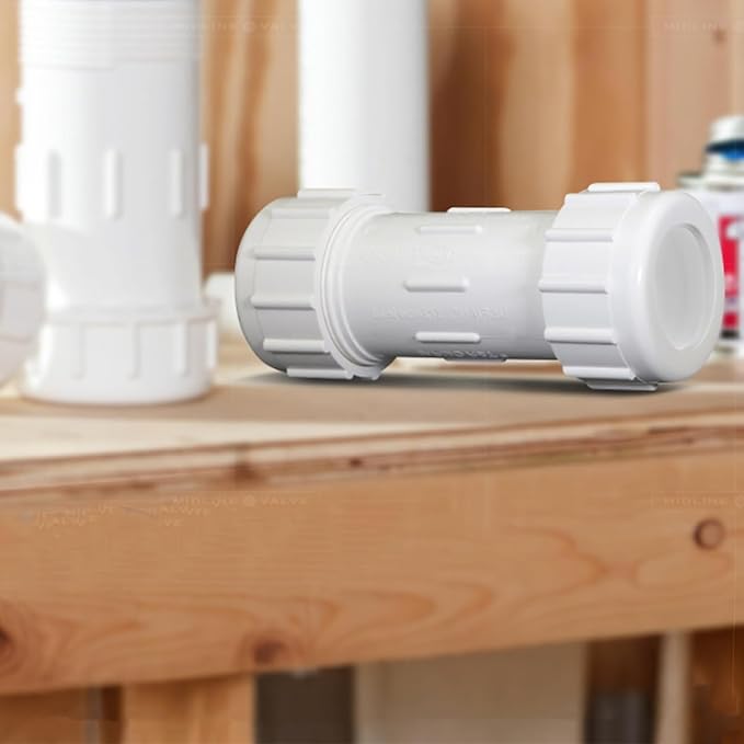 LESSO 1-1/2 Inch PVC Compression Coupling, Pipe Connection, IPS Coupling, Compression Fitting, Quick Connecting Piping and Repairs of PVC Pipe, 1-1/2" Schedule 40, White