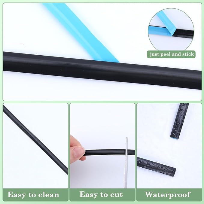 GORGECRAFT 20Ft Caulk Strip 1/3" Self Adhesive Black Bathroom Corner Ceramic Tile Caulking Gap Tape Moulding Trim Strips Decorative Sealing Sealant Edging Tape for Stove Sink Toilet Bathtub Wall