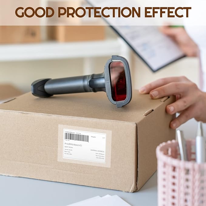 Zonon 1000 Pcs Label Protector Back to School Clear Labels Stickers Wafer Seals Waterproof Labels Library Supplies for Protecting Barcodes, Numbers and Stickers (4.06 x 2.05 Inch,Rectangle)