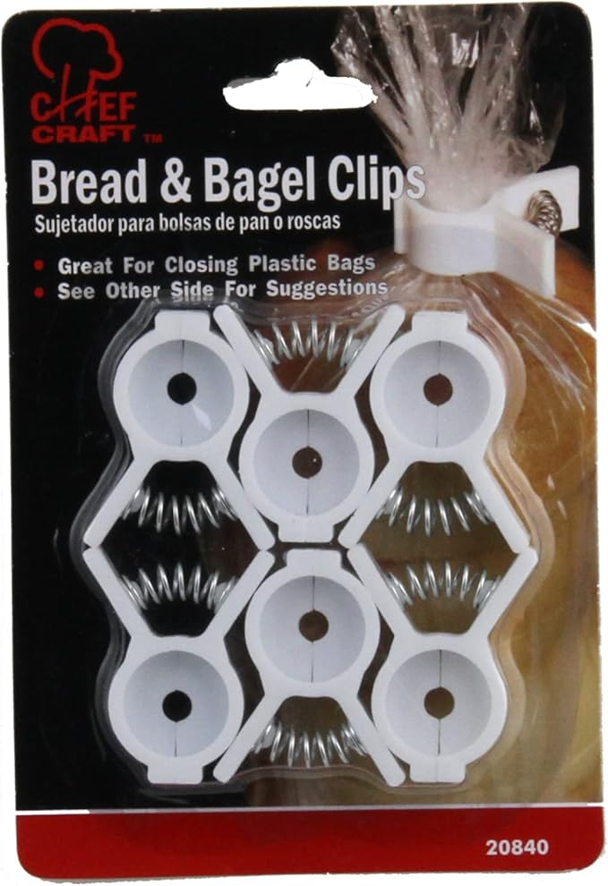 Chef Craft Select Plastic Bread and Bagel Clip, 6 Piece Set, White (Pack of 2)