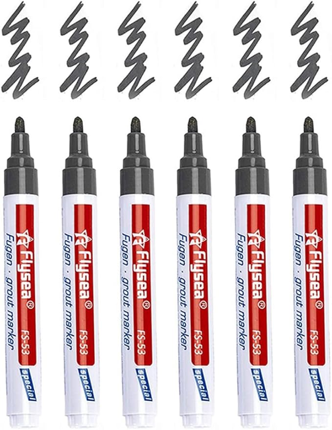 6 Pack Tiles Joint Repair Pens Tile Grout Line Marker Repair Pens Waterproof Water Based Ink for Kitchen Bedroom Wall Floor Tile Gaps (Dark Grey)