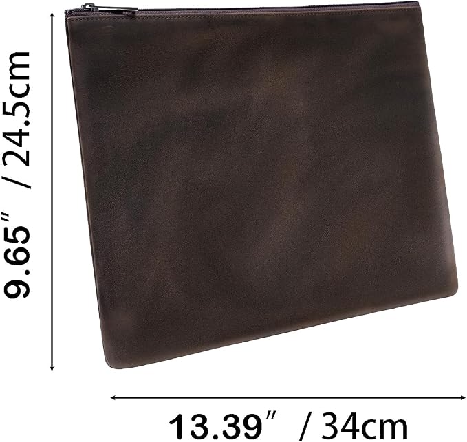 Genuine Leather A4 File Folder for Document, Leather File Folder Organizer Document Holder for Men&Women, Waterproof Portfolio Envelope Folder Case